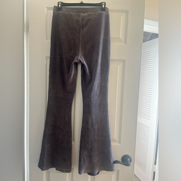 Aerie Ribbed Velour Flare Pants in Gray - Picture 4 of 5